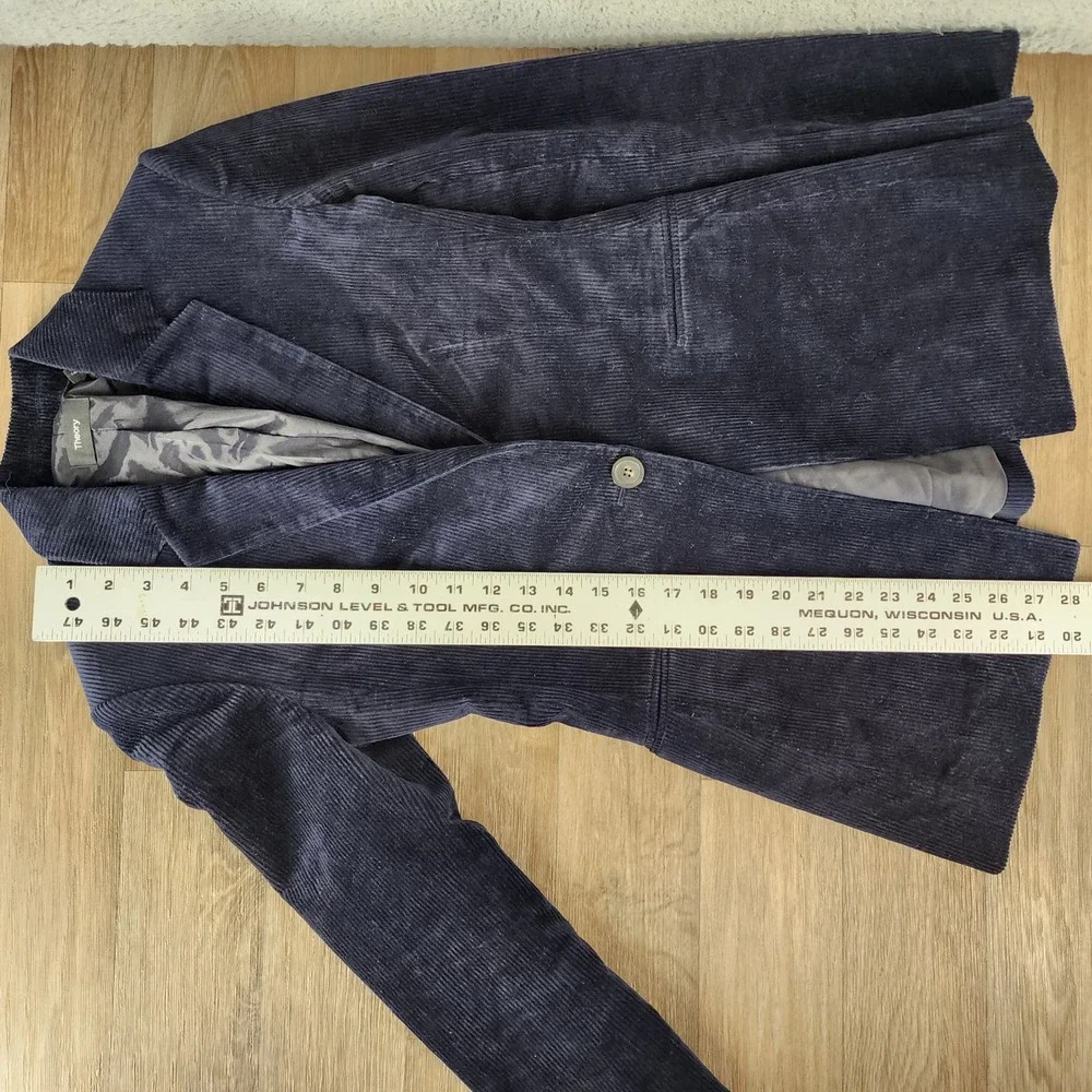 Theory Power Jkt 2 Modern Corduroy Blazer Navy Blue Size 0 Single Button Jacket‎